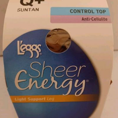 L'eggs Sheer Energy Control Top Anti-Cellulite Leg Pantyhose, Q+ Suntan #91733